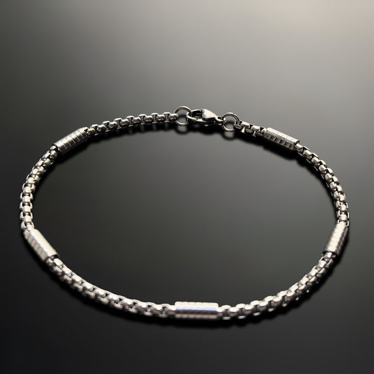 Esclava de Acero Inoxidable Trenzado Delgado con Barra