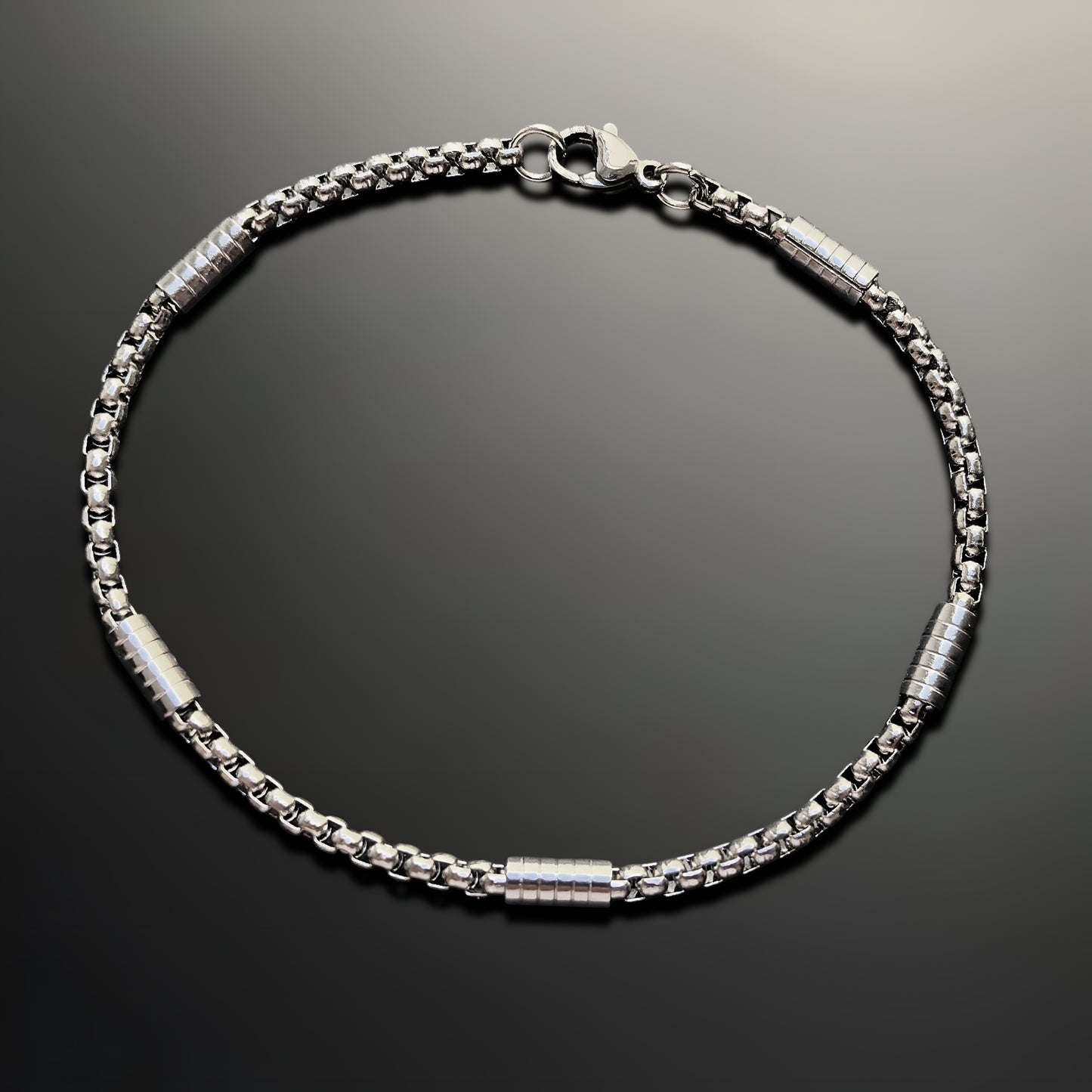 Esclava de Acero Inoxidable Trenzado Delgado con Barra