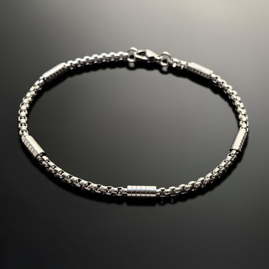 Esclava de Acero Inoxidable Trenzado Delgado con Barra