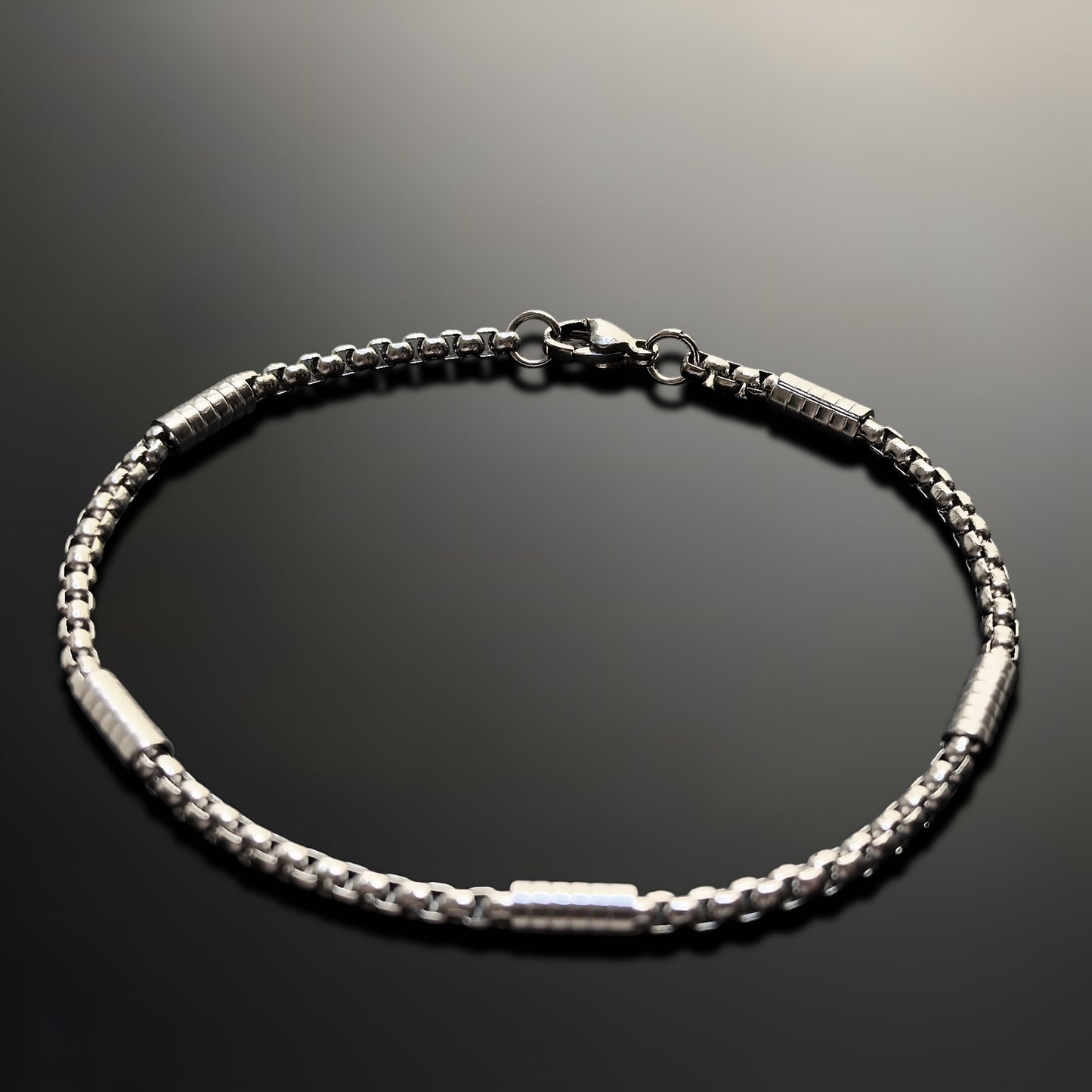 Esclava de Acero Inoxidable Trenzado Delgado con Barra