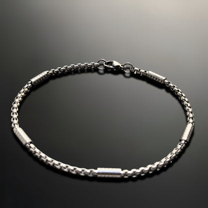 Esclava de Acero Inoxidable Trenzado Delgado con Barra