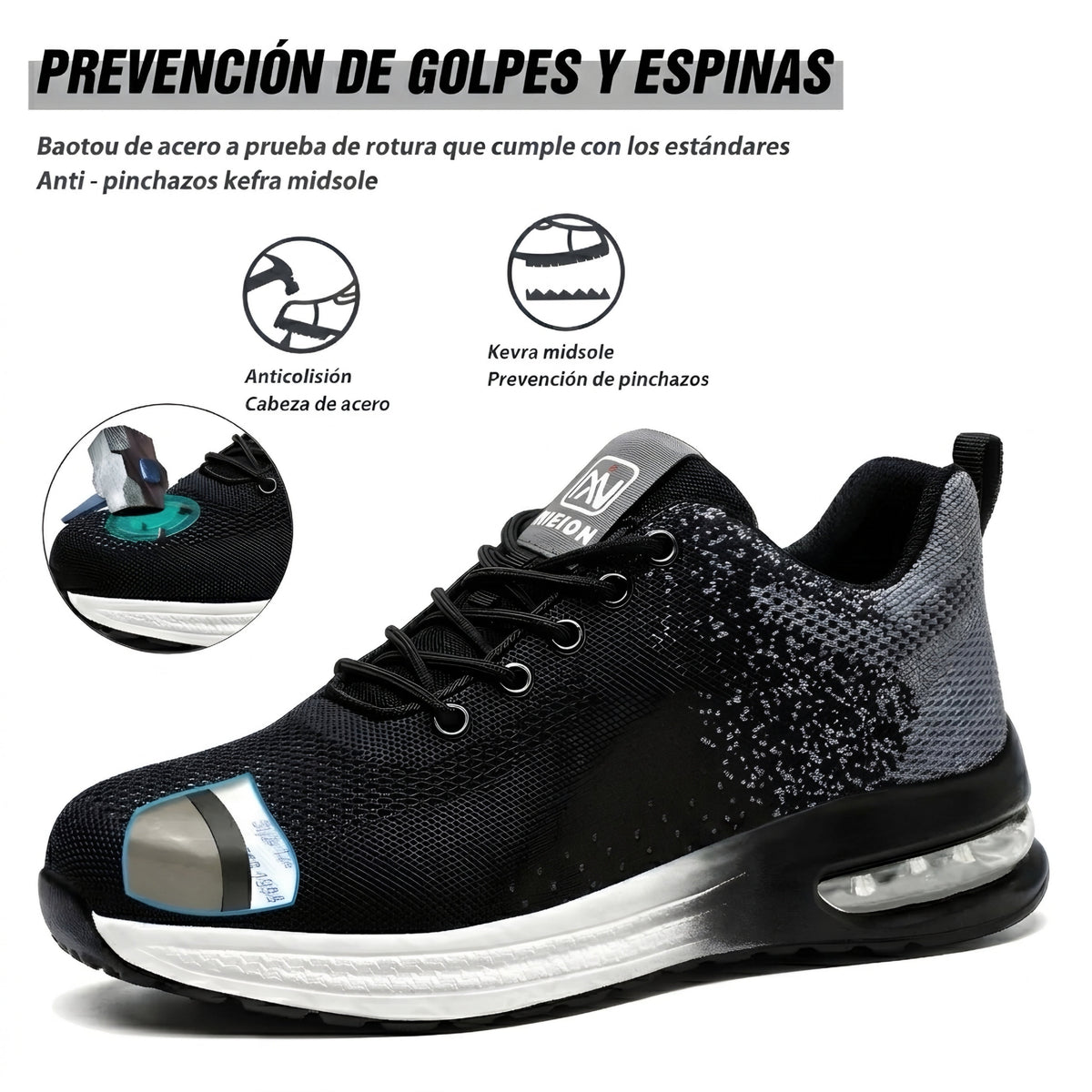 Tenis de Seguridad Deportivos NIEION BLACK